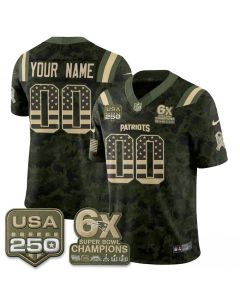 Men's New England Patriots Camo 2026 Salute to Service Vapor F.U.S.E. Limited Custom Jersey (Style 4)