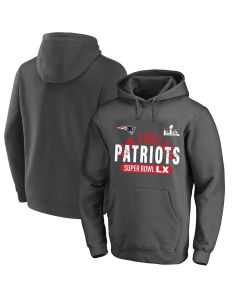 Men's New England Patriots Charcoal Super Bowl LX Big & Tall Game Plan Hoodie (Charcoal)