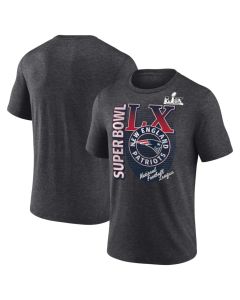 Men's New England Patriots Charcoal Super Bowl LX Retro Tri-Blend T-Shirt (Charcoal)
