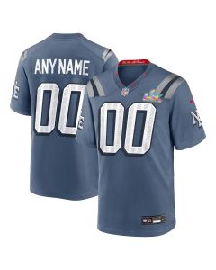Men's New England Patriots Custom Blue Super Bowl LX Patch Rivalries Collection Game Jersey (Blue)