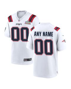 Men's New England Patriots Custom White Super Bowl LX Patch Game Jersey (White)