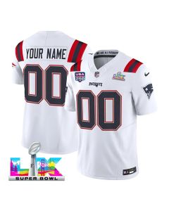 Men's New England Patriots Custom White Super Bowl LX Patch USA 250' Patch Vapor F.U.S.E. Limited Jersey (White)