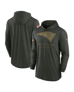 Men's New England Patriots Forest Green 2025 Salute to Service Sideline Dri-FIT Lightweight Pullover Hoodie (Green Forest)