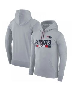 Men's New England Patriots Gray Sideline Team Name Performance Pullover Hoodie