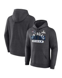 Men's New England Patriots Heather Charcoal Super Bowl LX Game Plan Hoodie (Charcoal)