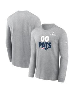 Men's New England Patriots Heather Gray Super Bowl LX Fast As Fast Gets Long Sleeve T-Shirt (Gray)