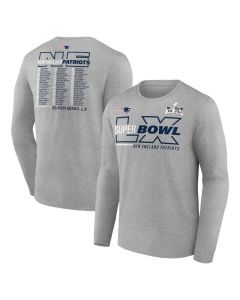 Men's New England Patriots Heather Gray Super Bowl LX Roster Long Sleeve T-Shirt