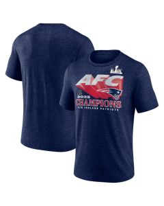 Men's New England Patriots Heather Navy 2025 AFC Champions Quick Pass Tri-Blend T-Shirt (Navy)