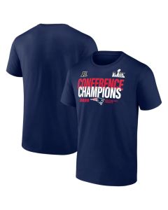 Men's New England Patriots Navy 2025 AFC Champions Right Side Draw T-Shirt (Navy)