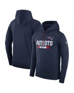 Men's New England Patriots Navy Sideline Team Name Performance Pullover Hoodie