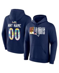 Men's New England Patriots Navy Super Bowl LX Big & Tall Custom Name & Number Hoodie (Navy)