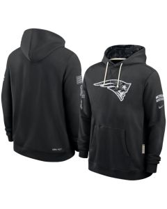 Men's New England Patriots Nike Black 2026 Salute to Service Sideline Dri-FIT Pullover Hoodie