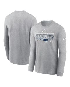 Men's New England Patriots Nike Heather Gray 2025 AFC Champions Locker Room Trophy Collection Long Sleeve T-Shirt (Gray)