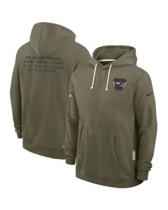 Men's New England Patriots Olive 2025 Salute to Service Pullover Hoodie (Olive)