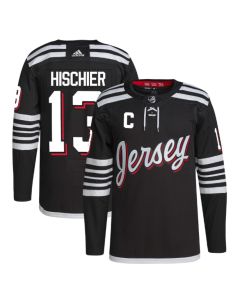 Men's New Jersey Devils #13 Nico Hischier 2021/22 Black Stitched Jersey