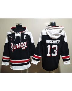 Men's New Jersey Devils #13 Nico Hischier Black/White Ageless Must-Have Lace-Up Pullover Hoodie