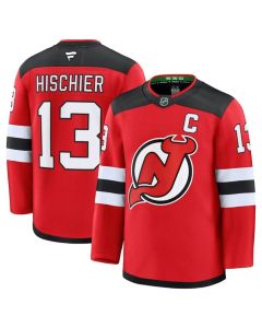 Men's New Jersey Devils #13 Nico Hischier Red 2024-25 Home Stitched Hockey Premium Jersey