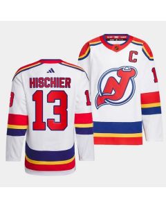 Men's New Jersey Devils #13 Nico Hischier White 2022-23 Reverse Retro Stitched Jersey