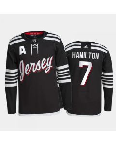 Men's New Jersey Devils #7 Dougie Hamilton 2021/22 Black Stitched Jersey