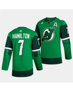 Men's New Jersey Devils #7 Dougie Hamilton Green Warm-Up St Patricks Day Stitched Jersey