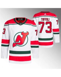 Men's New Jersey Devils #73 Tyler Toffoli White Stitched Jersey