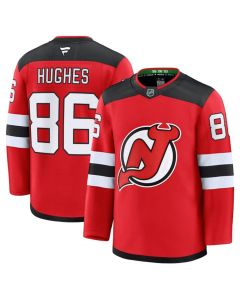 Men's New Jersey Devils #86 Jack Hughes Red 2024-25 Home Stitched Hockey Premium Jersey