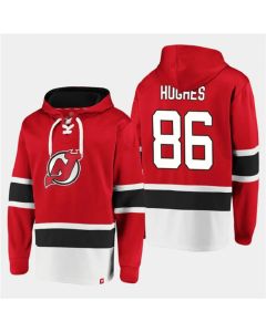 Men's New Jersey Devils #86 Jack Hughes Red Ageless Must-Have Lace-Up Pullover Hoodie (Red)