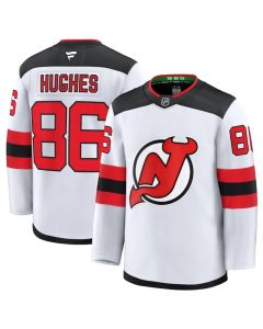 Men's New Jersey Devils #86 Jack Hughes White 2024-25 Away Stitched Hockey Jersey