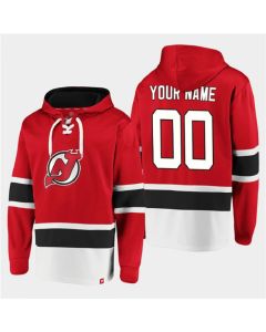Men's New Jersey Devils Active Player Custom Red Ageless Must-Have Lace-Up Pullover Hoodie