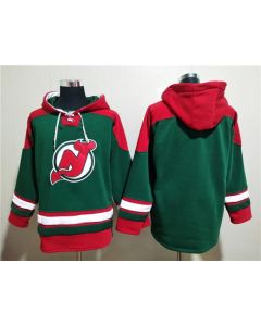 Men's New Jersey Devils Blank Green Ageless Must-Have Lace-Up Pullover Hoodie