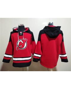 Men's New Jersey Devils Blank Red Ageless Must-Have Lace-Up Pullover Hoodie