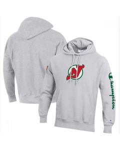 Men's New Jersey Devils Champion Heathered Gray Reverse Weave Pullover Hoodie
