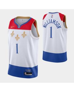 Men's New Orleans Pelicans #1 Zion Williamson 2020 White City Edition Stitched Jersey