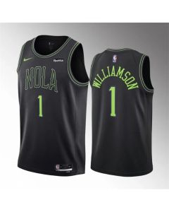Men's New Orleans Pelicans #1 Zion Williamson Black 2023-24 City Edition Stitched Basketball Jersey