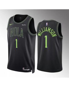 Men's New Orleans Pelicans #1 Zion Williamson Black City Edition Stitched Basketball Jersey