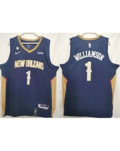 Men's New Orleans Pelicans #1 Zion Williamson Navy Stitched Basketball Jersey