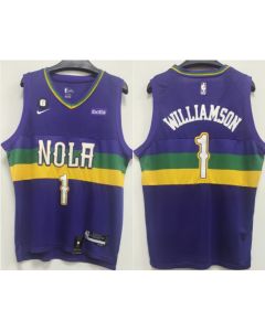 Men's New Orleans Pelicans #1 Zion Williamson Purple With NO.6 Patch Stitched Basketball Jersey