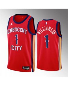 Men's New Orleans Pelicans #1 Zion Williamson Red 2022/23 Statement Edition Stitched Basketball Jersey