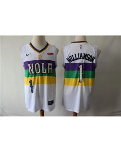 Men's New Orleans Pelicans #1 Zion Williamson White Earned Edition Swingman Stitched NBA Jersey