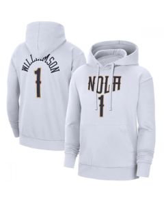 Men's New Orleans Pelicans #1 Zion Williamson White Pullover Hoodie