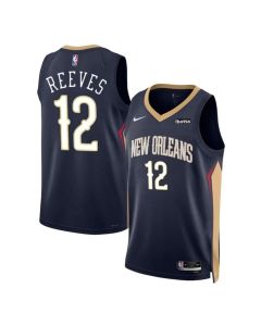 Men's New Orleans Pelicans #12 Antonio Reeves Navy 2024 Draft Icon Edition Stitched Basketball Jersey