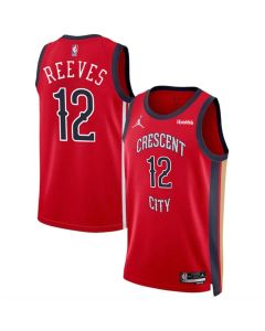 Men's New Orleans Pelicans #12 Antonio Reeves Red 2024 Draft Statement Edition Stitched Basketball Jersey