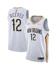 Men's New Orleans Pelicans #12 Antonio Reeves White 2024 Draft Association Edition Stitched Basketball Jersey