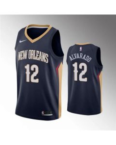 Men's New Orleans Pelicans #12 Jose Alvarado Navy Icon Edition Stitched Jersey