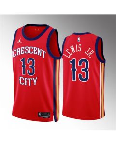 Men's New Orleans Pelicans #13 Kira Lewis Jr. Red 2022/23 Statement Edition Stitched Basketball Jersey