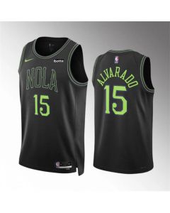 Men's New Orleans Pelicans #15 Jose Alvarado Black City Edition Stitched Basketball Jersey