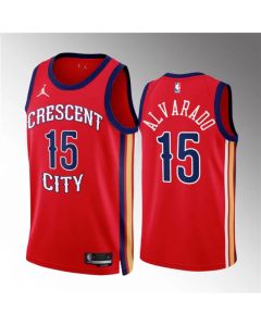 Men's New Orleans Pelicans #15 Jose Alvarado Red 2022/23 Statement Edition Stitched Basketball Jersey