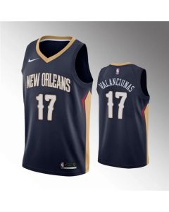 Men's New Orleans Pelicans #17 Jonas Valanciunas Navy Icon Edition Stitched Jersey
