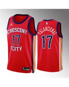 Men's New Orleans Pelicans #17 Jonas Valanciunas Red 2022/23 Statement Edition Stitched Basketball Jersey