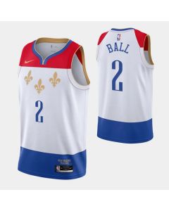 Men's New Orleans Pelicans #2 Lonzo Ball 2020 White City Edition Stitched Jersey
